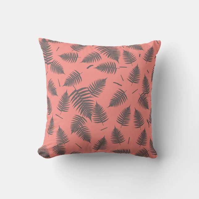 Almohada de cojín con patrón de hoja de planta de  (Anverso)