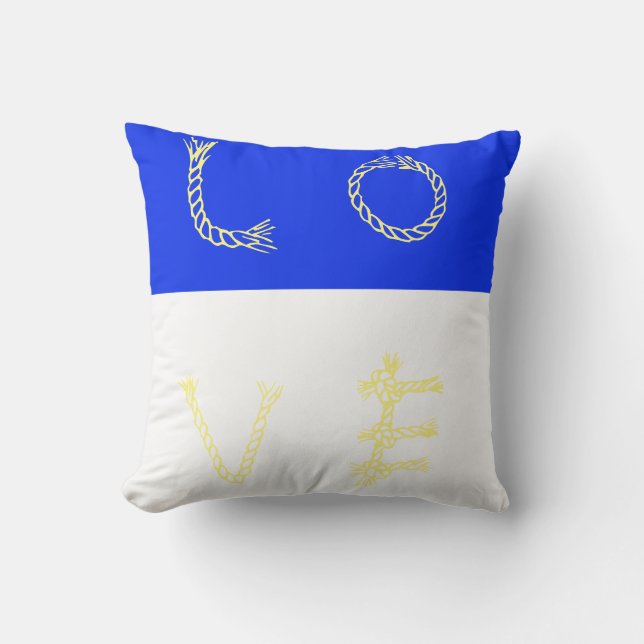 Almohada de cojín de amor azul brillante blanco (Anverso)