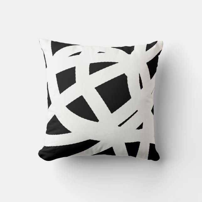 Almohada de cojín de arte abstracto blanco sobre n (Anverso)
