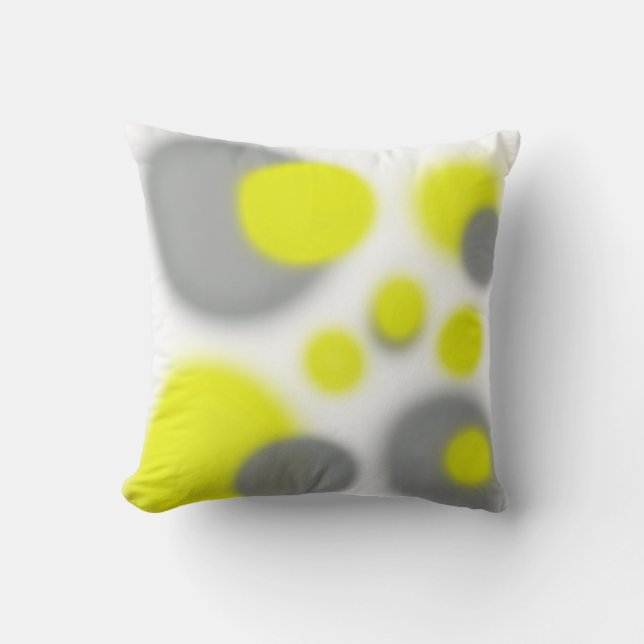 Almohada de cojín de arte abstracto gris amarillo (Anverso)