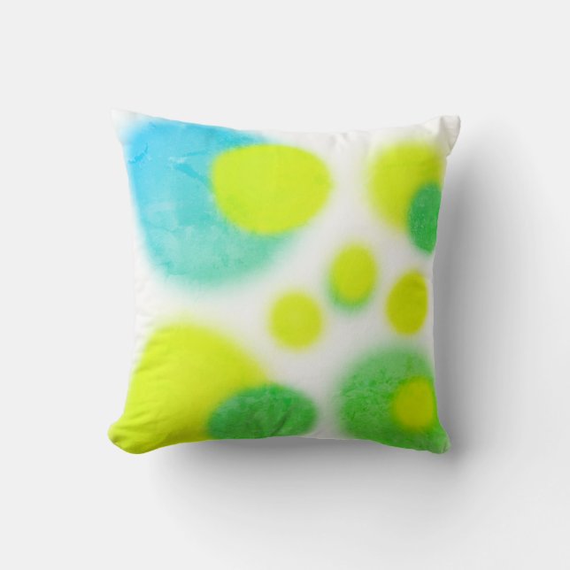 Almohada de cojín de arte abstracto turquesa y ama (Anverso)