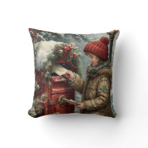 Almohada de cojín de buzón de Navidad invierno aco