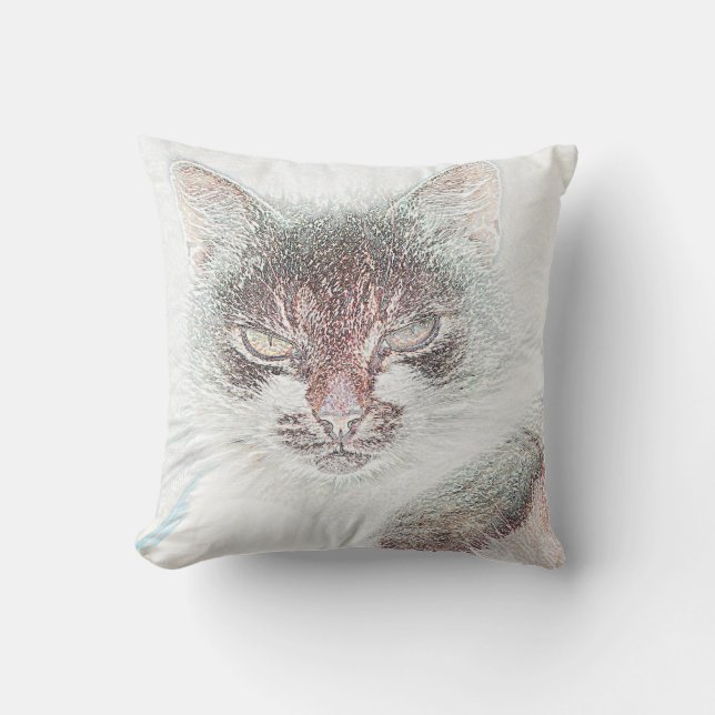 Almohada de Cojín de Cara de Gato Funky Enojado (Anverso)