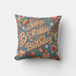 almohada de cojín de cumpleaños feliz