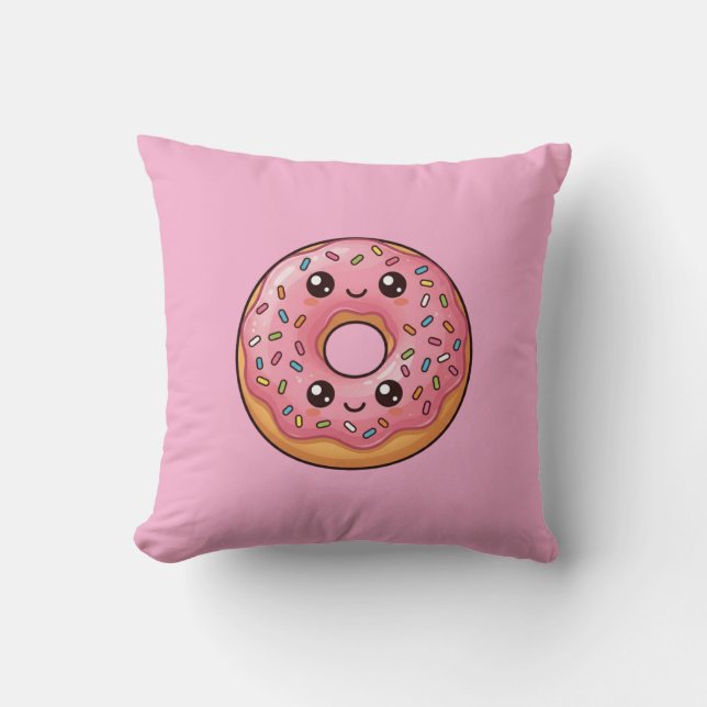 Almohada de cojín de donut helado de fresa rosa Ka (Anverso)