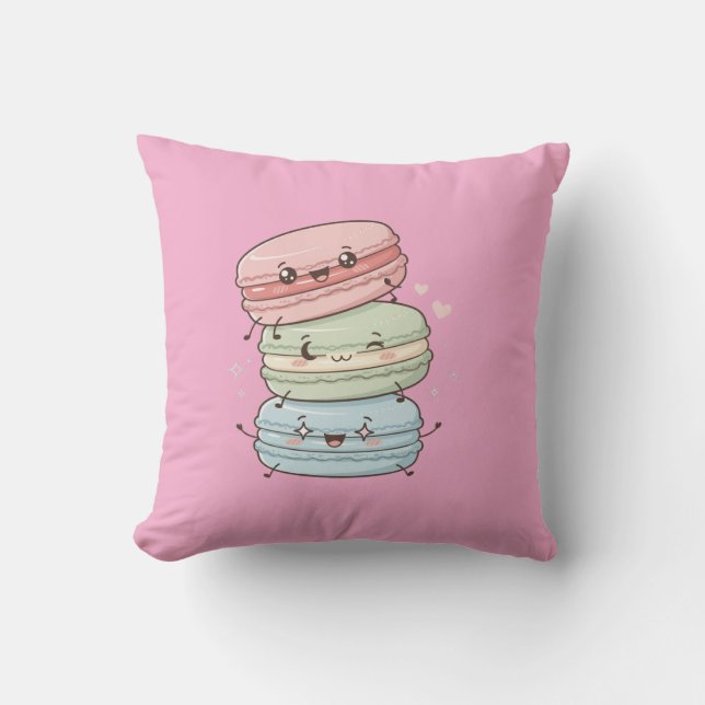 Almohada de cojín de dulces Macaron Kawaii (Anverso)
