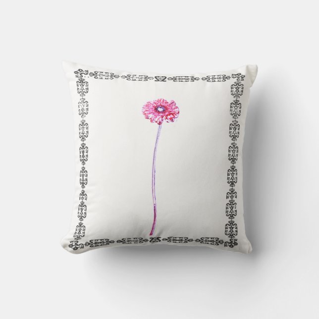Almohada De Cojín De Flor De Gerbera Gerberum Con  (Anverso)