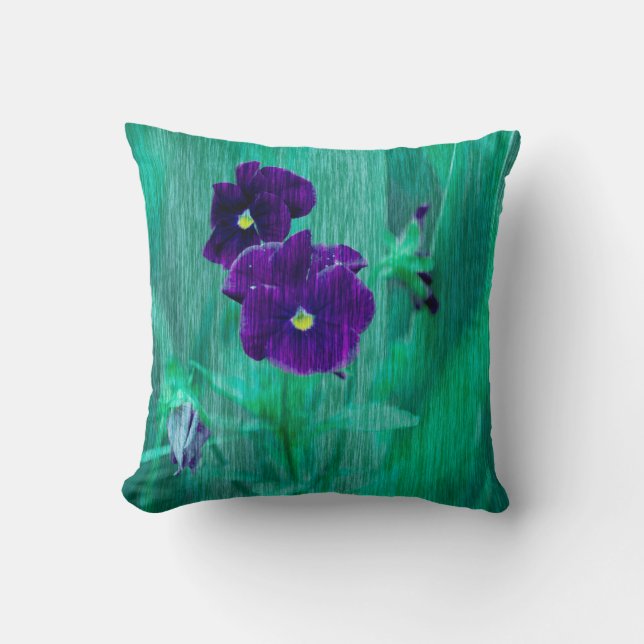 Almohada de cojín de flor de iris morado pastel (Anverso)