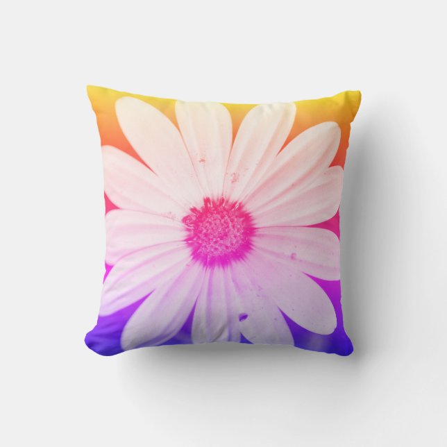 Almohada de cojín de flor de margarita naranja fel (Anverso)