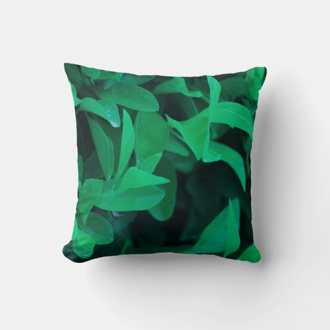 Almohada de cojín de hojas de planta verde pálido (Anverso)