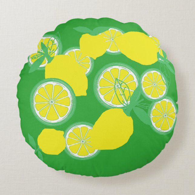Almohada de cojín de limones afortunados orgánicos (Anverso)