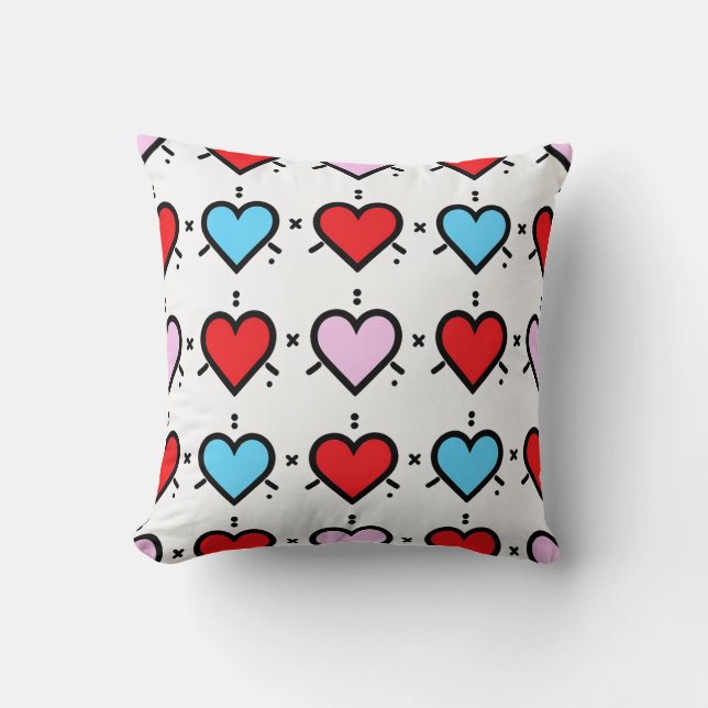 almohada de cojín de patrón de corazón (Anverso)