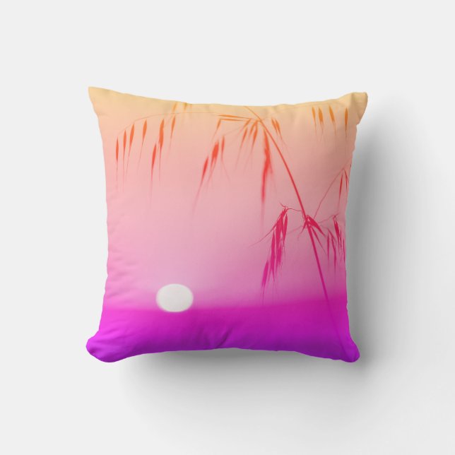 Almohada de cojín de puesta de sol amarilla funky (Anverso)