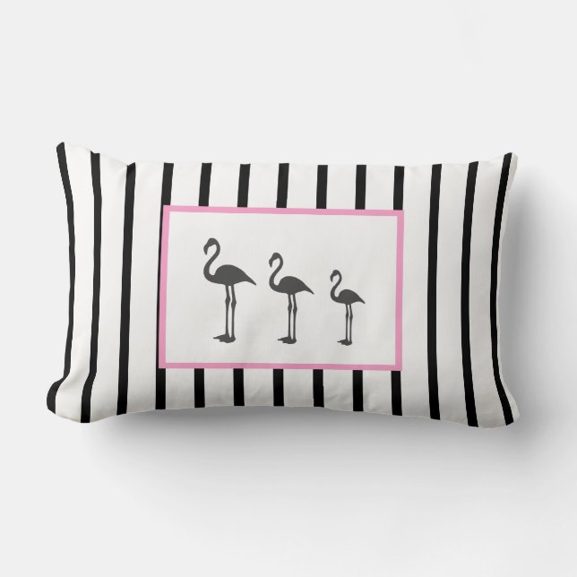 Almohada de cojín de rayas de ave de flamenco eleg (Anverso)