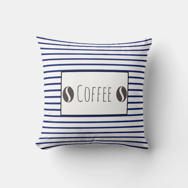 Almohada de Cojín de Rayas de Granos de Café Funky (Anverso)