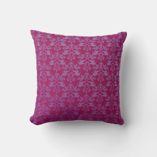 Almohada de cojín de seda roja púrpura con elefant