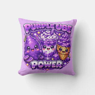 Almohada de cojín Kawaii de poder de ube púrpura