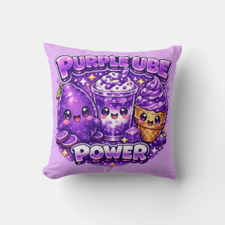 Almohada de cojín Kawaii de poder de ube púrpura