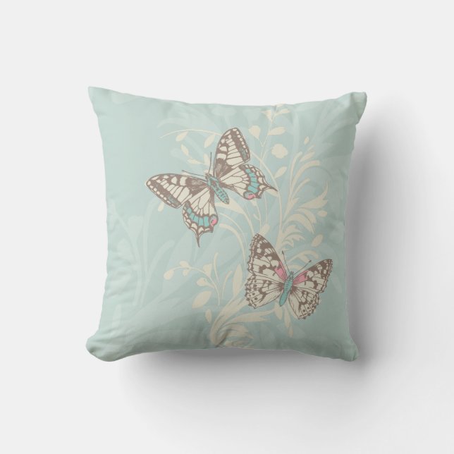 almohada de cojín pastel con menta de mariposa (Anverso)
