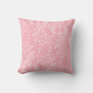 almohada de cojín rosa pastel con damasco de flore