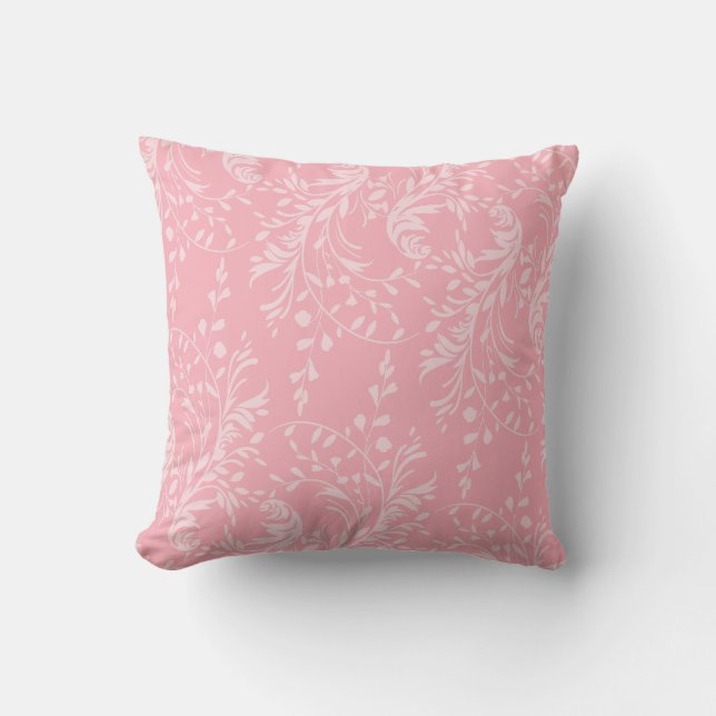 almohada de cojín rosa pastel con damasco de flore (Anverso)