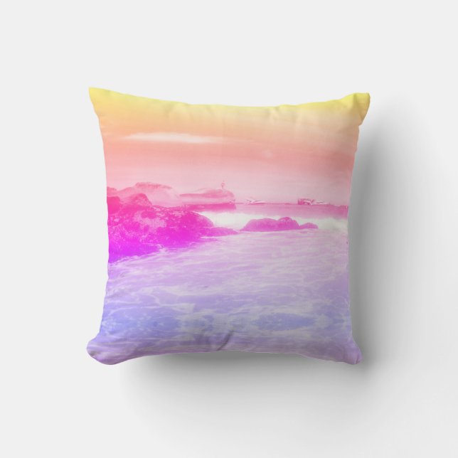 Almohada de cojín vista de playa de mar de verano  (Anverso)