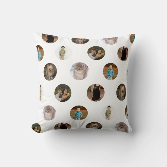 Almohada de Colage de Fotos de Lunares (Anverso)