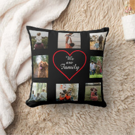 Almohada de colage de fotos del corazón de la fami