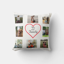 Almohada de colage de fotos del corazón de la fami