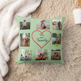 Almohada de Colage de Fotos del Corazón de la Fami