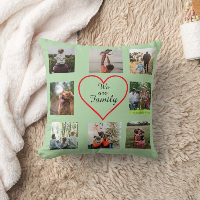 Almohada de Colage de Fotos del Corazón de la Fami (Manta)
