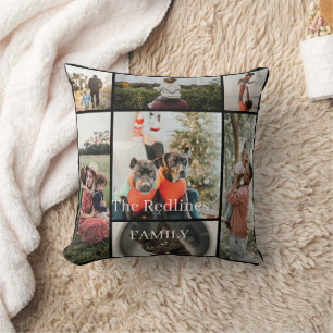 Almohada de colage de fotos familiares de dos cara