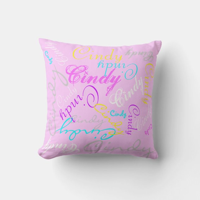 Almohada de Colage de Nombre Reversible con Brillo (Anverso)