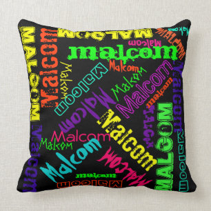Almohada de Colage de Nombres Colores Neon Brillan