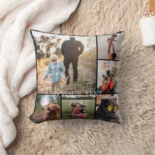 Almohada de colaje de fotos familiares de dos cara