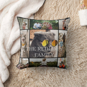 Almohada de colaje de fotos familiares de dos cara