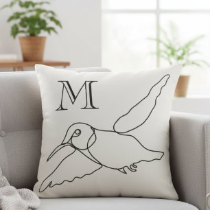 Almohada de colibrí de arte de línea moderna