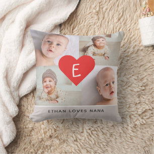 Almohada de Collage de fotos con monograma