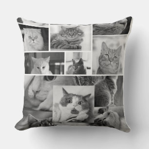 Almohada de collage de fotos de gatos Gato blanc