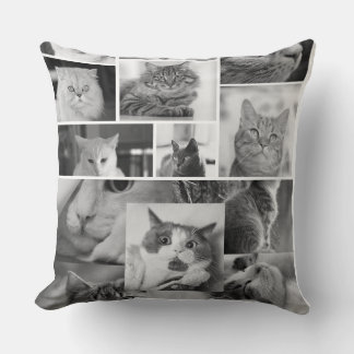 Almohada de collage de fotos de gatos | Gato blanc