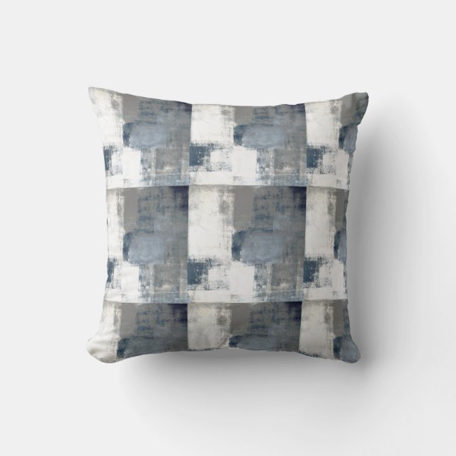 Almohada de color azul gris y blanco moderno abstr (Anverso)