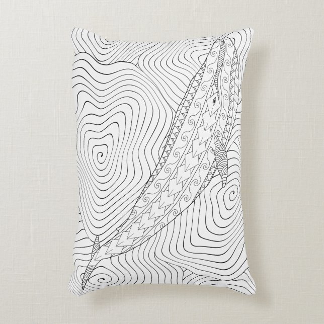 Almohada de color para adultos de ballena azul (Frente (Vertical))