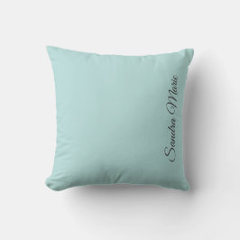 Almohada de color sólido Aqua Verde Claro con nomb