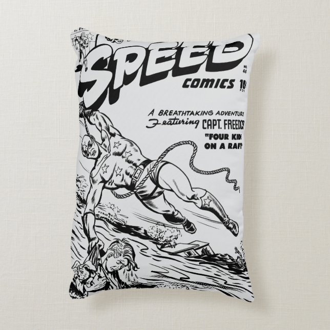 Almohada de cómics SPEED de la década de 1940 (Atrás (Vertical))