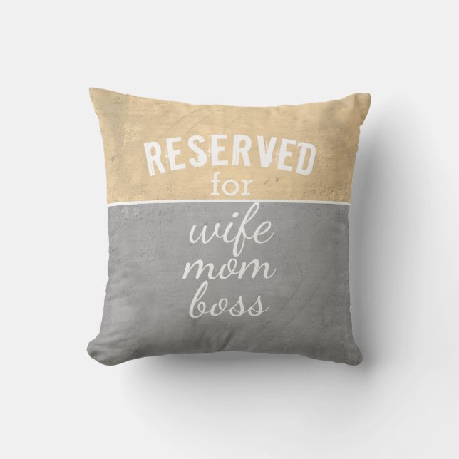 almohada de comillas para mamá gris y marrón (Anverso)