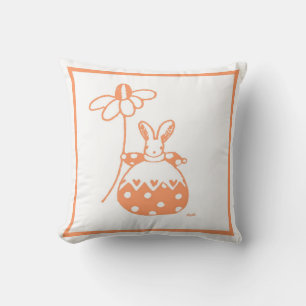 almohada de conejito de margarita naranja y rosa
