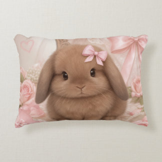 almohada de conejo coquette con lazo rosa