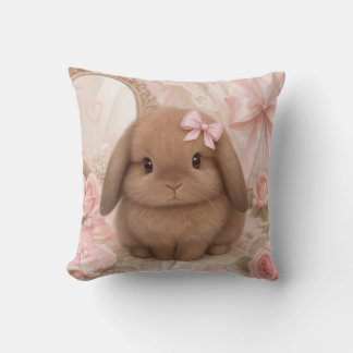 almohada de conejo coquette con lazo rosa 