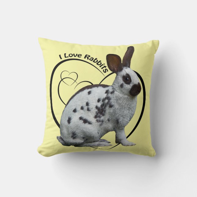 Almohada de conejos que amo (amarillo claro) (Anverso)
