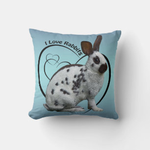 Almohada de conejos que amo (azul cielo)